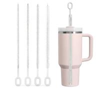 Goupillon Paille Réutilisable pour Stanley Cup - Lot de 4 Nettoyeur Paille en Nylon 6/8/10/12 mm, 26 cm, Manche INOX, Nettoyage Hygiénique Complet des Gourdes et Bouteilles