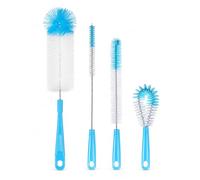 Goupillon pour Bouteilles, Lot de 4 Pièces Goupillon Long pour Bouteilles en Verre, Nettoyeur de Bouteilles, Goupillon pour Carafes en Verre, Bouteilles de Soda, Biberons, Gourdes