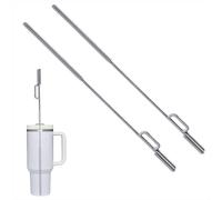 Goupillons Paille Silicone 2 Pièces Brosse de Nettoyage de Paille Réutilisable avec Manche pour Pailles en Verre, Pailles de Bouteilles, Couvercles de Tasses 9 mm + 6 mm (Double Tête -Gris)