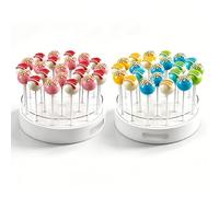 GOURDBRO Lot de 2 Présentoirs Cake Pop en Acrylique Transparent avec 200 Bâtonnets Blancs, Support à Sucettes 20 Trous, Réutilisable pour Mariage, Anniversaire, Fête et Candy Bar