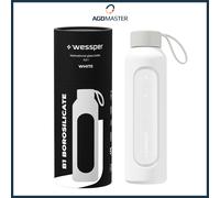 Gourde 0,5L Verre Wessper B1 BOROSILICATE Blanc avec étui silicone sans BPA