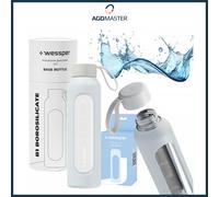 Gourde 0,5L verre Wessper B1 BOROSILICATE Ice blue avec étui silicone sans BPA
