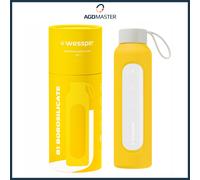 Gourde 0,5L verre Wessper B1 BOROSILICATE jaune avec étui silicone sans BPA
