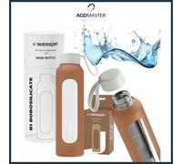 Gourde 0,5L verre Wessper B1 BOROSILICATE moka avec étui silicone sans BPA