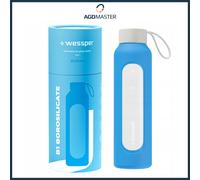 Gourde 0,5L verre Wessper B1 BOROSILICATE Ocean avec étui silicone sans BPA
