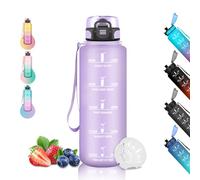 Gourde 1.5L, Gourde Sport avec Filtre, Gourd Motivation avec Marqueur de Temps, Gourdes de Camping et Randonnée, anti Fuite, Facile à Nettoyer, Gourd Adulte pour Running, Vélo, Musculation, Cámping