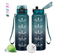 Gourde 1,5l, Gourde Sport, Bouteille Anti-Fuite, Facile à Transporter, Bouteille Motivation avec Marqueur de Temps, Facile à Nettoyer, pour Bureau, Voyage, Extérieur, Adulte, Camping, Sport, Voyage