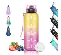 Gourde 1.5L, Gourde Sport, Gourd Filtrante Anti-Fuite, Gourd Motivation avec Slogan de Motivation, Gourdes de Camping et Randonnée, Facile à Nettoyer, pour Fitness, Extérieur, Running, Jaune-Rose