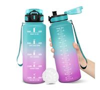 Gourde, 1500ML Sans BPA, Gourde sport, Conception de Verrouillage Anti-Fuite, Bouteille, Avec Horodatage, Bouteille Eau pour École, Yoga, En cours d'exécution, Escalader Des Montagnes - VertPoudre