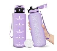 Gourde, 1500ML Sans BPA, Gourde sport, Conception de Verrouillage Anti-Fuite, Bouteille, Avec Horodatage, Bouteille Eau pour École, Yoga, En cours d'exécution, Escalader Des Montagnes - VioletClair
