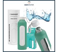 Gourde 1L verre Wessper B1 BOROSILICATE Lagoon avec étui silicone sans BPA