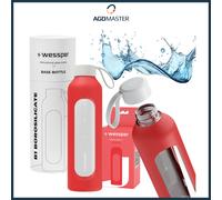 Gourde 1L verre Wessper B1 BOROSILICATE Poppy avec étui silicone sans BPA