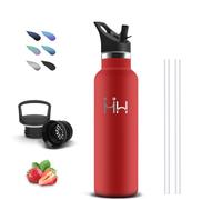 Gourde- 500ml- Bouteille Isotherme, Anti Fuite, Gourde Inox, Double Isolation, avec Paille, Facile à Transporter, Gourd Acier Inoxydable, Sans BPA, Gourd Reutilisable, pour Voyage, Camping, École
