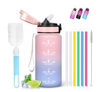 Gourde, 500ml Gourde Enfant, Gourdes avec Paille, Anti Fuite, Gourdes avec Brosse à Paille et Brosse Éponge, Facile à Nettoyer, Bouteille d'eau pour École, Camping, Bureau, Canicule, Vacances