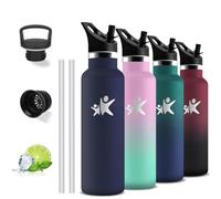 Gourde- 750 ml- Gourde Isotherme, Bouteille Isotherme, Sans BPA, Gourde Paille, Double Isolation, Gourdes Metal, Avec Poignée, Bouteille d'eau pour Randonnée, Aptitude, Voyage, Camping, Sport