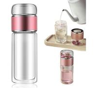 Gourde À Thé Avec Infuseur Filtre Inox 500 ml, Verre Double Paroi, Bouteille Anti-Fuite Rose Gold, Nomade