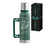 Gourde Café Verte Personnalisé avec Gobelet et Boîte Cadeau - Bouteille Isotherme en Acier Inoxydable 1400 ml avec Gravure - Cadeau Anniversaire Homme - Cadeau Homme - Maverton