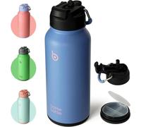 Gourde de sport en acier inoxydable 1L Bouteille isolante Paille Boîte à pilules Gym