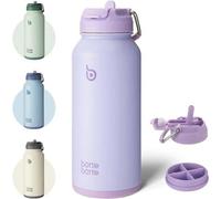 Gourde de sport isotherme en acier inoxydable - Gourde de 950 ml avec paille et couvercle - Gourde de sport pour le fitness et les médicaments - Rose pivoine