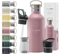 Gourde de sport RVS avec paille, démontable + 3 couvercles, sans BPA, étanche, pour boissons acides, gourde isotherme pour vélo