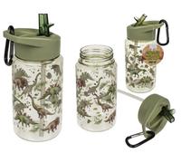Gourde dinosaure avec paille et mousqueton pour env. 450 ml, hauteur : env. 16 cm