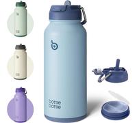 Gourde en acier inoxydable 1L avec paille Sport Gourde isolante bleue