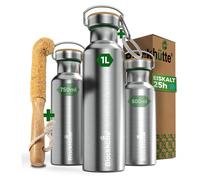 Gourde en acier inoxydable Blockhütte 1 l isolée, thermos 1 litre étanche, sans BPA, 25 h au frais, 13 h au chaud, convient aux boissons gazeuses, lavable au lave-vaisselle.