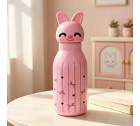 Gourde en acier inoxydable de 450 ml pour enfant avec paille | Lässig Gourde isotherme pour enfant en acier inoxydable avec paille Motif animal mignon 3D
