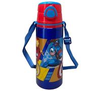 Gourde en aluminium avec paille Avengers Marvel 730 ml avec ouverture automatique pop-up pour enfants, sangle incluse