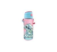Gourde en aluminium Stitch Disney Enfant, 600ml / 0.6l - Avec paille, fermeture pop clic - Ecole, Loisirs, Sport - Set Bouteille et Carte
