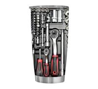 Gourde en métal - 600 ml - Boîte à outils en acier inoxydable à double paroi - Anti-fuite - Pour mécanicien, café, thé, hommes, père, ami, anniversaire, maison, bureau, , camping, sport