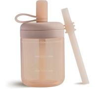 Gourde en silicone Ibenzoa® avec paille, anti-fuite et sans BPA, 100% adaptée aux aliments, avec 2 pailles, lavable au lave-vaisselle – pour les bébés de 6 à 18 mois