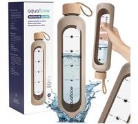 Gourde en verre motivante - AquaFloow - MotivateGlass - 1L - beige