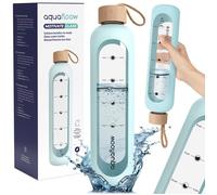Gourde en verre motivante - AquaFloow - MotivateGlass - 1L - bleu clair