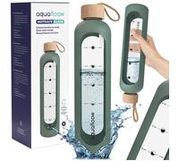 Gourde en verre motivante - AquaFloow - MotivateGlass - 1L - verte