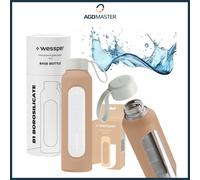 Gourde en verre Wessper, sans BPA, housse de protection en verre borosilicaté...