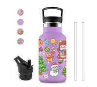 Gourde Enfant, 350ml Gourde Isotherme, Bouteille d'eau sans BPA, Bouteille Reutilisable avec Paille, 18/8 Acier Inoxydable, Garçons&filles, pour École, Camping, Voyage, Bureau