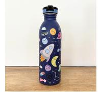 Gourde enfant 500 ml 24Bottles Urban Bottle Space Friends - inox, paille intégrée, motif galaxie