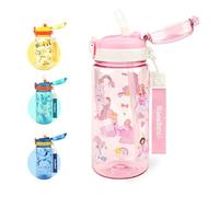 Gourde Enfant avec Paille pour Filles Garçons, Anti-Fuite, Princesse | Étanche, 600 ml Bouteille Enfant sans BPA, Verrouillage Sécurisé, Bouteilles d'eau pour Maternelle l'école Sport