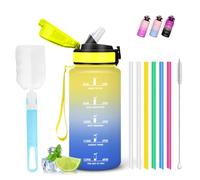 Gourde Enfant, Gourde 500ml, Anti Fuite, Gourdes Paille, avec Brosse à Paille, Gourdes Graduée, Facile à Nettoyer, Bouteille avec Brosse Éponge, Bouteille pour École, Camping, Maison, Cuisine