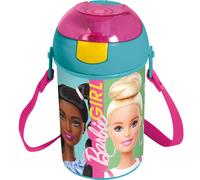 Gourde Enfants Barbie 450 Ml Pvc Pop-up Avec Sangle Et Bec Anti-fuite Bleu Turquoise TU