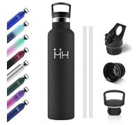 Gourde Inox 1L, Bouteille Isotherme Acier Inoxydable, Anti Fuite et Réutilisable, Isolation À Double Paroi Sous Vide, Gourde avec Paille, sans BPA, pour Bureau, Gym, Cyclisme, Camping, Alpinisme