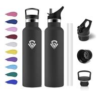 Gourde Inox 750ml, Gourde Acier Inoxydable, Bouteille Isotherme Double Paroi, Bouteille d'eau avec Paille, Étanche et Réutilisable, sans BPA, pour Adulte, Alpinisme, Voyage, Randonnée, Jogging