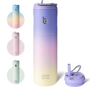 Gourde isolée 680 ml avec paille et poignée, double paroi, anti-fuite