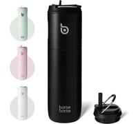Gourde isolée 680ml avec paille noire anti-fuite