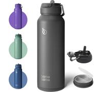 Gourde isolée en acier inoxydable pour le sport avec paille et porte-pilule 1,2 l rouge