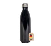 Gourde isotherme 1 litre en acier inoxydable noir - bouteille thermos étanche eau thé café, sport, fitness, randonnée, outdoor