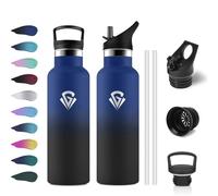Gourde Isotherme 500ml, Bouteille d'eau Acier Inoxydable, Bouteille Isotherme Double Paroi, Gourdes avec Paille, Étanche et Réutilisable, sans BPA, pour Enfant, Adulte, l'école, Randonnée, Gym