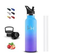 Gourde Isotherme- 500ml- Bouteille Isotherme, Anti Fuite, Gourde Inox, Double Isolation, Acier Inoxydable Avec Filtre, Bouteilles Paille, Bouteille d'eau pour Bureau, Voyage, Camping, Yoga, École