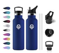 Gourde Isotherme 500ml, Bouteille Isotherme Double Paroi, Gourde Inox aver Paille, Étanche & Réutilisable, sans BPA,Bouteille Isotherme pour Enfant, Adulte, l'école, Bureau, Randonnée, Camping